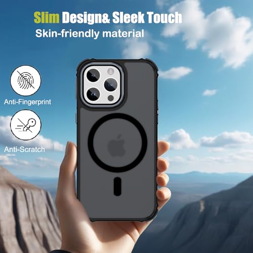 for iPhone 12 Case,iPhone 12 Pro Case Magnetic [for Magsafe][Military Grade Shockproof Protection] Anti-Scratch Non-Slip Matte Translucent Slim Phone Case for iPhone 12 Cover/iPhone 12 Pro Cover,Black