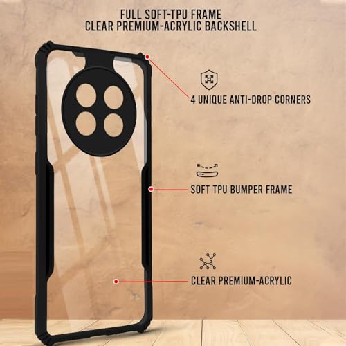 Zubitech Honor X9c 5G Clear Hard PC Back Cover Case with Shockproof Premium TPU Black Border 360 Degree Impact Resistant Camera lens Protection Transparent Cover For Honor X9c 5G