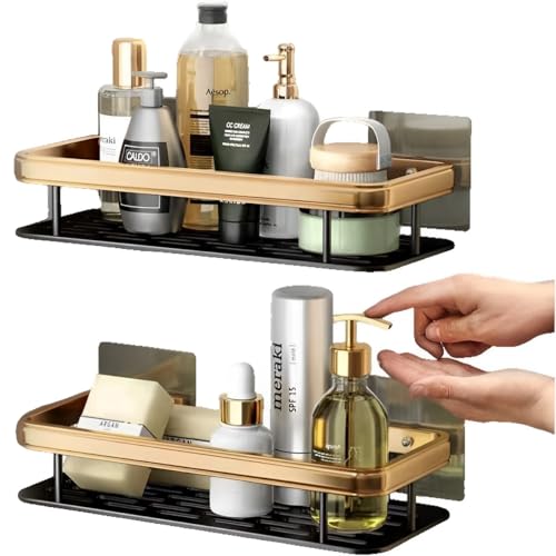 Beauenty 2-Pack Rust-Proof Stainless Steel Shower Caddy Shelf Organizer, Modern Wall-Mounted Double Shelf, Bathroom Accessories Organization Rack