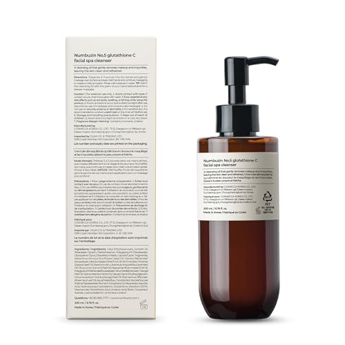 numbuzin No.5 Cleansing Oil | Glutathione Vitamin Facial Spa Cleanser | Makeup Removing Facial Cleanser | Glutathione, Vitamin C, Niacinamide | Aromatherapy, Dullness, Uneven Skin Tone | 6.76 fl oz