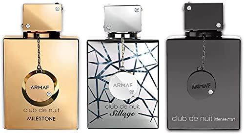 Armaf Club De Nuit EDP/EDT Best 3 Piece Gift Sets - Milestone EDP 105ML Gold, Sillage EDP 105ML Silver, Club De Nuit Intense EDT 105ML Black - perfume for men - perfume for women