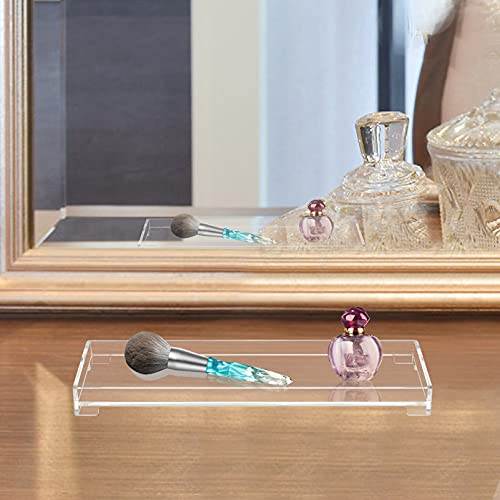 DELIPPLY Vanity Bathroom Tray, Acrylic Rectangle Decorative Catchall Organizer Storage Tray - Clear