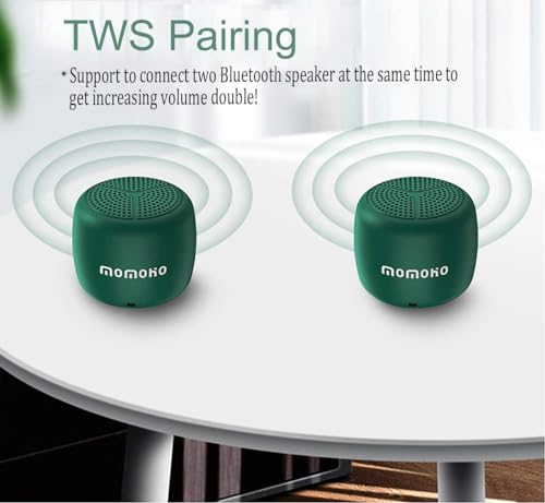 MOMOHO Mini Bluetooth Speaker - Waterproof, Micro SD Support, TWS Pairing Stereo Portable, Small Pillow (Green)