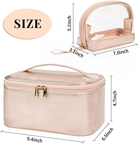 OCHEAL Makeup Bag, Portable Cosmetic Bag, Large Capacity Travel Makeup Case Organizer, Black Makeup Bags For Women Toiletry Bag for Girls Traveling With Handle and Divider