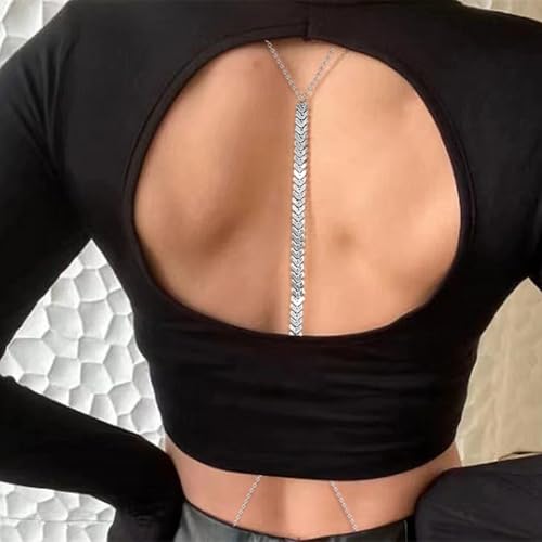 Women's Gold Back Chain for Backless Dress, Backdrop Necklace, Bridal Body Jewelry bra body chain bikini body jewelry