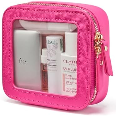Small Cosmetic Bag for Purse Mini Makeup Bag for School Cute Clear Make Up Pouch for Travel Tiny Leather White Make Up Organizer Case for Backpack Toiletry Bag Waterproof Square Pouch with Zipper