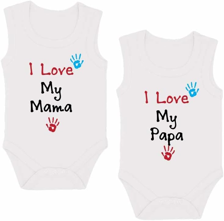 Pack of 2 Unisex Baby Romper with Mama and Papa Printed Design for Newborns,Infants, Toddlers Sleeveless Jumpsuit Snap Closure for Easy Diaper Changes Ideal for Baby Shower
