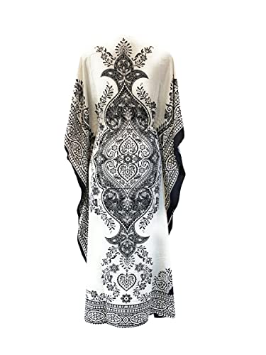 Women’s Long Floral Printed Caftan Maxi Tunic For Beach House Casual Wear