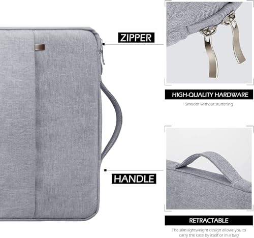 12.5 inch Laptop Sleeve Bag Compatible with MacBook Air Mac Pro M1 Surface Lenovo Dell HP Computer Bag Accessories Polyester Case with Pocket (Grey)