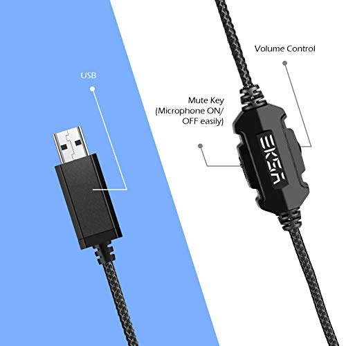 EKSA E1000 Gaming Headset, Computer Headphones with Noise Canceling Mic & RGB Light, 7.1 Surround Sound, Compatible with PC, PS4 PS5 Console, Laptop