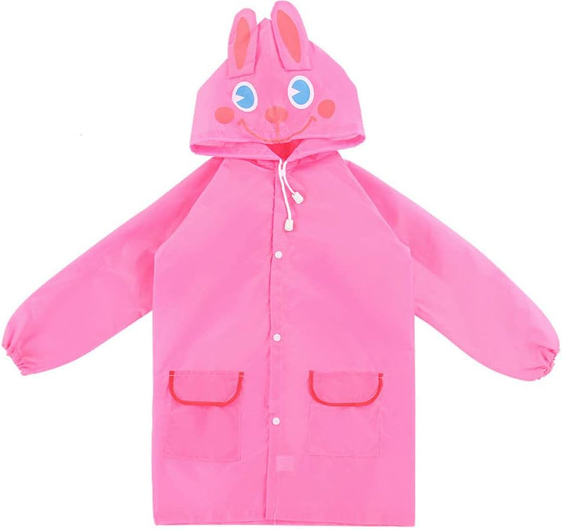 Children's raincoats, Cartoon Kids Rain Jacket, Boys Girls Hooded Rain Poncho Outdoors Kids Transparent Raincoat Student Rain Suit Waterproof Durable Windbreaker - Pink Rabbit