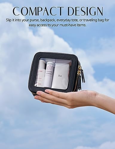 Small Cosmetic Bag for Purse Mini Makeup Bag for School Cute Clear Make Up Pouch for Travel Tiny Leather White Make Up Organizer Case for Backpack Toiletry Bag Waterproof Square Pouch with Zipper