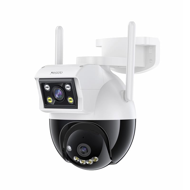 Yesido KM12 Wifi Outdoor Security Camera, 1080p HD Wifi Camera With Night Vision, Weatherproof, Dual Lens, 360° Motion Detection, Humanoid Tracking, Two-Way Voice, SD Card & Cloud Storage Support
