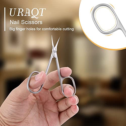 URAQT Professional Stainless Steel Curved Cuticle Scissors - Sharp for Dead Skin, Manicure, Pointed Beauty Trimming - Eyebrows, Nose Hair, Finger & Toe Nail Care