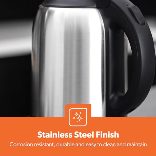 Geepas Stainless Steel Electric Kettle With Auto Shutt off and Boil Dry Protection 2 L 1800 W GK5466 Silver/Black
