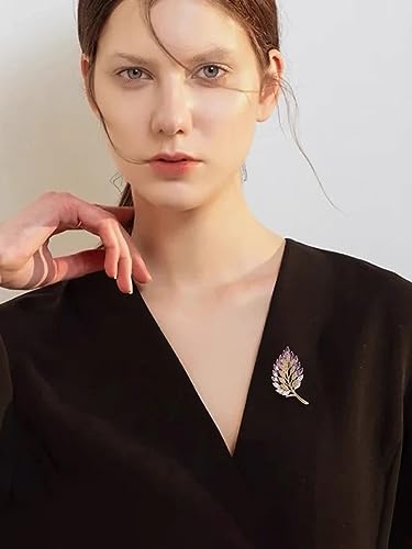 YouBella Jewellery for Women Stylish Celebrity Inspired Leaf Shaped Brooch for Women/Men/Girls/Boys (Purple) (YB_Brooch_154)