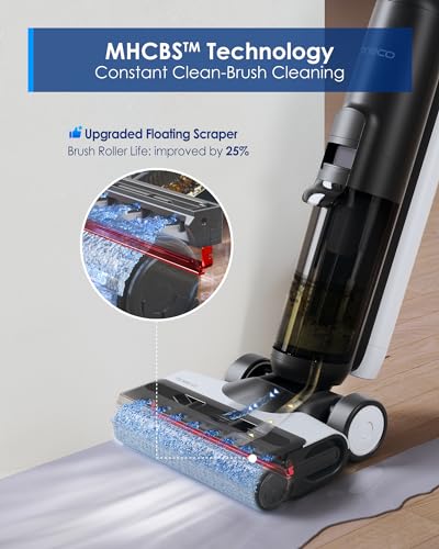 Tineco Floor ONE S6 Cordless Wet Dry Vacuum Floor Cleaner Mop All-in-One for Hard Floors, LED Display, Long Runtime, Floor Washer Great for Sticky Messes, Dual-Sided Edge Cleaning, Self-Cleaning