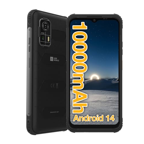 AGM H MAX Rugged Smartphone Unlocked, 4G Outdoor Phone with 10000mAh Battery, Android 14, 4GB+128GB, 6.56” HD+ Display, IP68/IP69K, Face ID, Dual SIM, NFC (AE version)