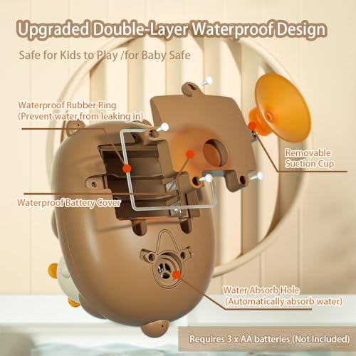 KASTWAVE Baby Bath Toys Shower Head Sprayer for New Borns, 5 Modes Bear Sprinkler Bathtub Toys Gifts for Kids Boy Girl Ages 4-8, Essentials in Bathtub or Sink, Shampoo Bath Rinser