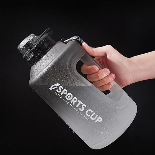 AIMBIGG 1500ML Sports Water Bottle with Straw, Motivational Sports Water Bottles with Time Marker Big Large Gym Cycling Water Bottle Cup Jug with Handle for Kids School Outdoor Fitness (Black White)