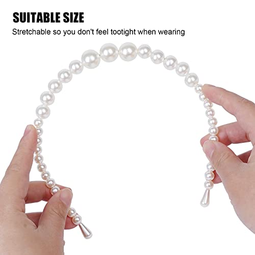 BEAYFILY 4 Pack Pearls Fashion Headbands,White Artificial Pearl Rhinestones Hairbands,Bridal Hair Hoop Party Wedding Hair Accessories for Women Girls