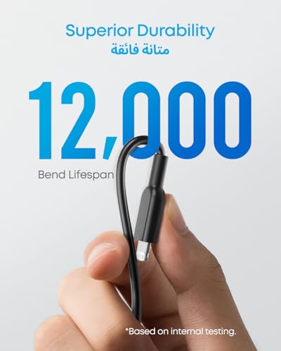 Anker Powerline II Lightning Cable (3ft), Probably The World's Most Durable Cable, MFi Certified for iPhone 14/14 Pro/13 Pro Max/12/11/XR/X/8/8 Plus/7/7 Plus/6/6 Plus (Black)
