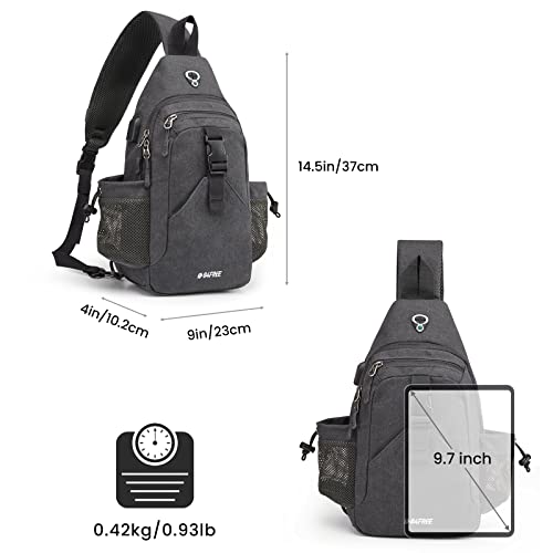G4Free Canvas Crossbody Sling Bag Hiking Daypack Chest Backpack with USB Charging Port and RFID Blocking for Women Men