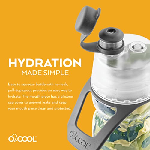 O2COOL Mist 'N Sip Misting Water Bottle 2-in-1 Mist And Sip Function With No Leak Pull Top Spout (Tie Dye Blue)