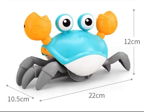 SKY-TOUCH Electric Runaway Crab Crawling Crab Baby Toy with Music and LED Light Up Toddler Interactive Learning Development Toy with Automatically Avoid Obstacles For Babies, Toddlers and Kids