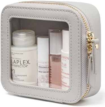 Small Cosmetic Bag for Purse Mini Makeup Bag for School Cute Clear Make Up Pouch for Travel Tiny Leather White Make Up Organizer Case for Backpack Toiletry Bag Waterproof Square Pouch with Zipper
