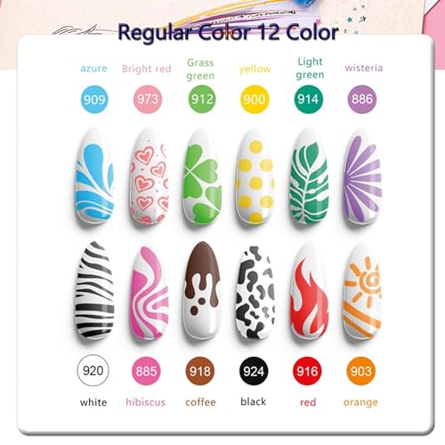 12 Colors Nail Art Pens Set, Nail Polish Pens, Graffiti Nail Dotting Tools, Acrylic Paint Pens, for Girls Women DIY Pedicure Traditional Nails Art, Nails Art Design, Manicure Nail Pens for Salon DIY