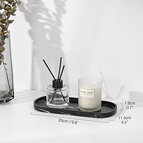 Luxspire Decorative Oval Resin Tray, Bathroom Organizer, Jewellery Holder Storage for Candles, Soap, Ideal Decoration, Ink