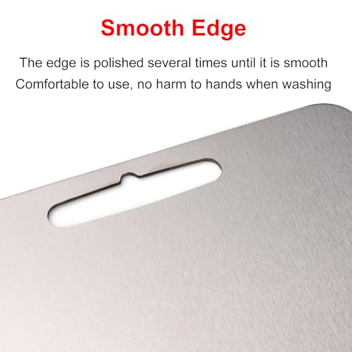 SOUUXIU Set of 2 Stainless Steel Cutting Boards with Handle Non-Stick Cutting Board for Meat, Fruit, Vegetables Non-Slip Cutting Boards for The Kitchen