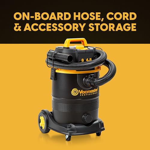 Vacmaster Professional VDK811PW 0201 8 Gallon 4.5 Peak HP Wet/Dry Vac with Self-Cleaning Filter System, 8 Gal, Black