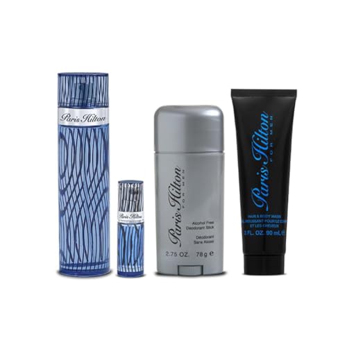 PARIS HILTON (M) SET EDT 100ML + 10ML SPRAY + 90ML HAIR & BODY WASH GEL + DEOSTICK 78G