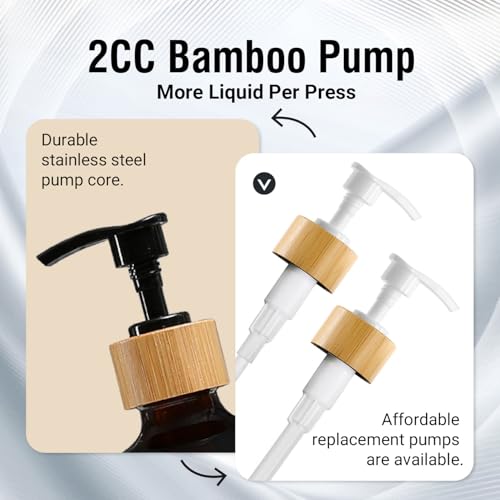 MOMEEMO White Soap Dispenser Bathroom Set, Bathroom Soap Dispenser Set with Glass Soap Dispenser, Bamboo Pumps & Tray. Soap and Lotion Dispenser Set Suitable for Bathroom Accessories Decor. (White)