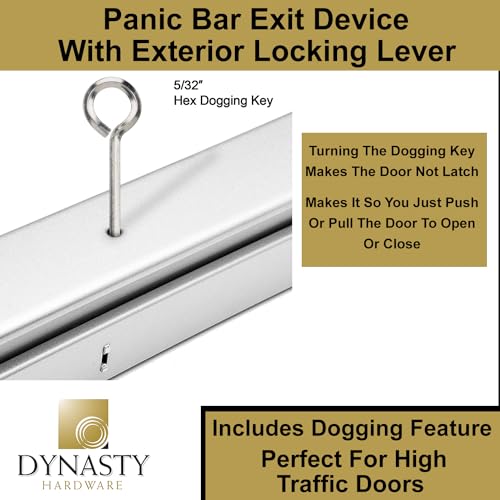 Dynasty Hardware Push Bar Panic Exit Device Aluminium, With Exterior Lever