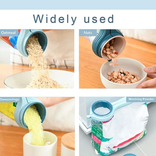 4 PCS Food Clips Bag Sealing Clips, Food Storage Clips, Bag Clips for Food Storage, Kitchen Clips for Bags, Food Clips with Pour Spout, Food Bag Clips Flexible and Reusable Snack Clips (Blue+Pink)