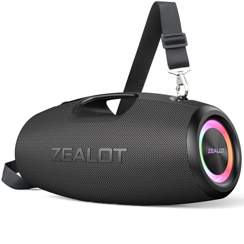 ZEALOT S78 Bluetooth Speaker, 120W Loud Bluetooth Box with Bass, IPX6 Waterproof, BoomBox with Light, Power Bank, Bluetooth 5.2, Outdoor Speaker,Large Speaker for Camping, Beach, Pool
