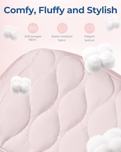 Puffy Padded Makeup Bag for Women - Travel Cosmetic Organizer Case with Wide-Open Design, Spacious Capacity, and Easy-Clean Pockets, Perfect for Toiletries, Brushes, and Travel Essentials, Pink