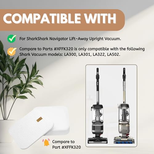 Nispira XFFK320 Dock Pre-Motor Filter Replacement for Shark Rotator Navigator Lift-Away ADV DuoClean PowerFins Upright Vacuum Cleaner, Fits LA500WM LA502 LA500 LA300 LA322 LA301 LA455 LA702, 6 Packs