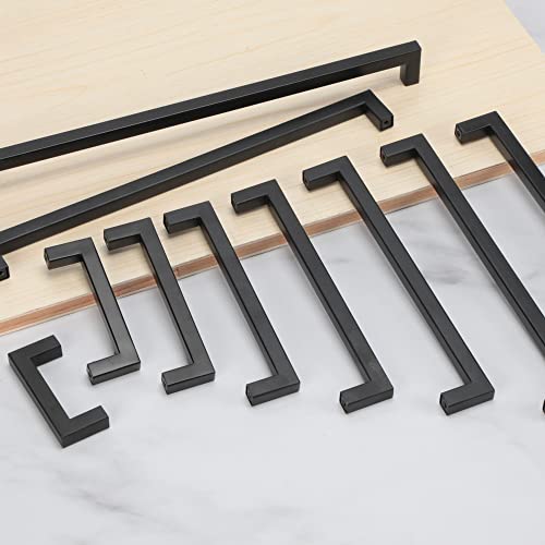 Redunest Cabinet Pulls Matte Black Cabinet Handles Square Drawer Pulls, 10 Pack 5 Inch Stainless Steel Kitchen Door Cupboard Cabinet Handles, Drawer Hardware Handles, 128mm Hole Centers