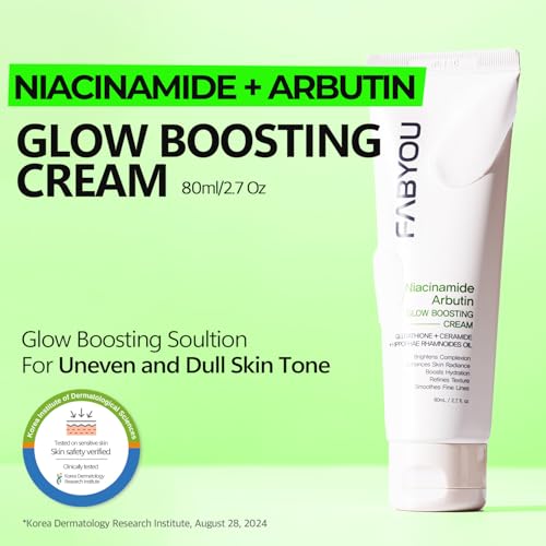 FABYOU Niacinamide Arbutin Glow Boosting Cream 80ml – Korean Skincare for Clarifying & Pore Care with 10% Niacinamide & Arbutin offering Fast Absorbing & Non-Irritating Formula