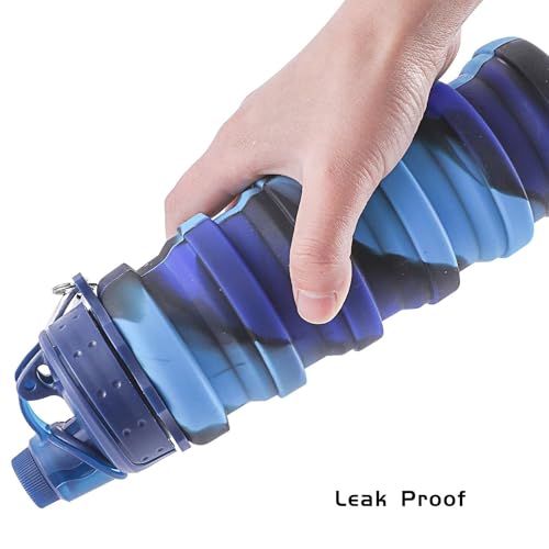 Aputue Silicone Collapsible Water Bottles, Leak Proof BPA Free Foldable Water Bottle, Collapsible Cups for Traveling Camping Hiking Kids, Reuseable Expandable Silicone Collapsible Cup