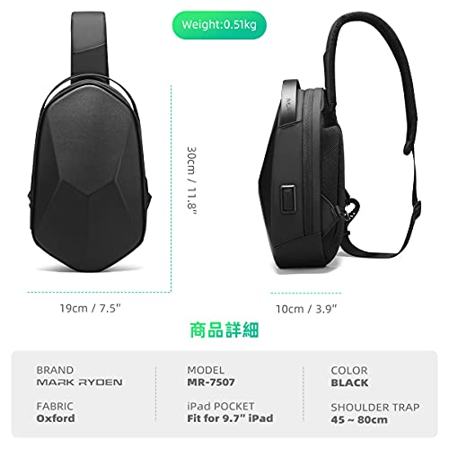 Mark Ryden Anti-theft Sling Chest Bag Handbag for Men Waterproof Crossbody Travel Shoulder Bag Fit for 9.7" ipad