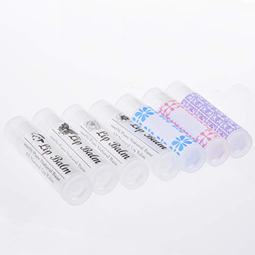 Kare & Kind Lip Balm Container Tubes 50-Pack DIY Translucent 3-16 Oz (5.5 ml) Including 50 Writeable & 50 Printed Lip Balm Stickers Twist Mechanism and a Cap Empty Transparent