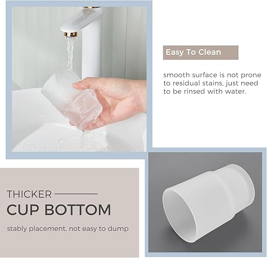 2 Pack Tumbler Glass, Frosted Bathroom Rinsing and Mouthwash Cup,Drinking Cups, Water Cups Reusable, Bathroom Mouthwash Brushing Teeth Storage Cup
