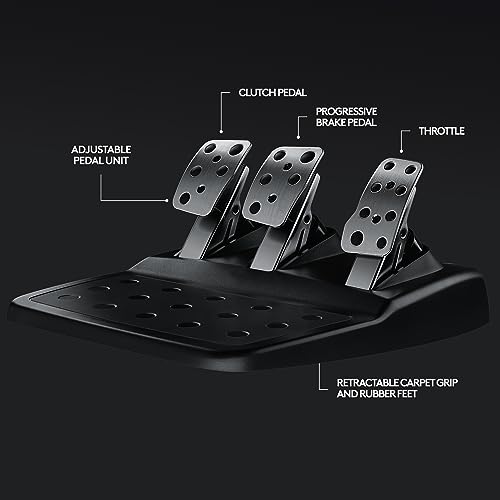 Logitech G29 Driving Force Racing Wheel and Floor Pedals, Real Force Feedback, Stainless Steel Paddle Shifters, Leather Steering Wheel Cover for PS5 Pro, PS5, PS4, PC, Mac - Black - UAE Version