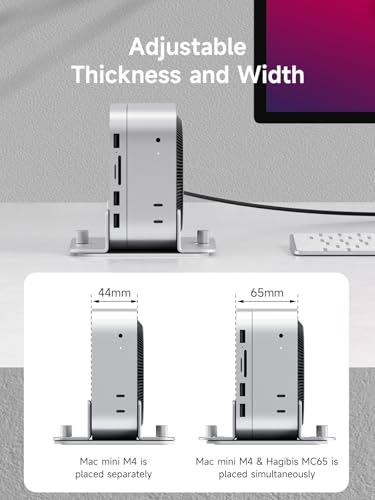 Hagibis Vertical Stand for Mac Mini M4, Aluminum Alloy Laptop Stand Anti-Slip Computer Holder Desktop Stand Compatible with M4 Chip Mac Mini Pro