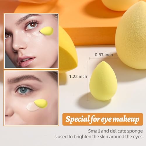 SATTAR Makeup Sponge Set BS-MALL Blender Sponges 7 Pcs for Liquid, Cream, and Powder, Multi-colored with 1 Mini Makeup Sponge Pink (Yellow)